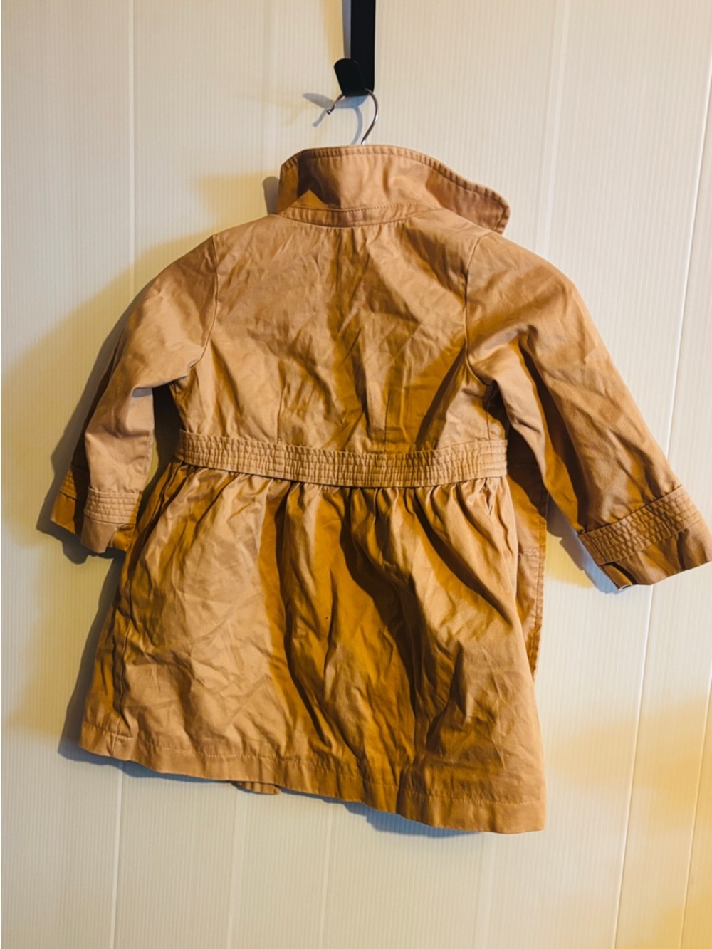 Baby GAP Girls' Tan Double-Breasted Pea Coat with Leopard Lining size 3T - Picture 5 of 8